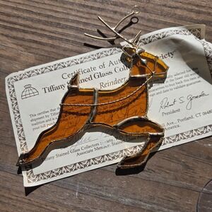 Vintage Tiffany Collectors Society Stained Glass Suncatchers Christmas Reindeer